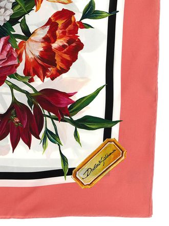 Dolce & Gabbana Floral Silk Twill Scarf - Cream