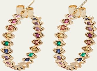 Sydney Evan Marquis Evil Eye Hoop Earrings in Rainbow, Medium