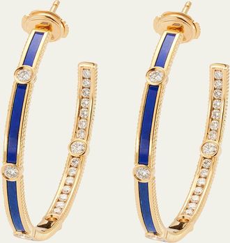 Viltier Rayon Lapis Extra-Large Hoop Earrings in 18K Yellow Gold and Diamonds