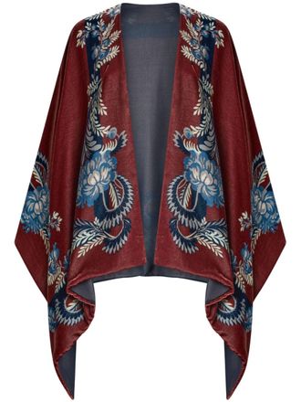 Etro paisley-print velvet cape - Red