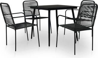 vidaXL Vidaxl - Set De Comedor De Jard&iacute;n 5 Pzas Cuerda De Algod&oacute;n Y Acero Negro