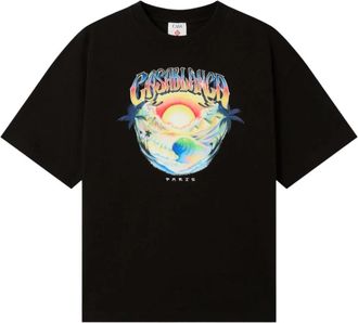 Casablanca Airspray Oversized T-shirt met korte mouwen - Heren - T-shirts - Zwart - S - Katoen - Tops