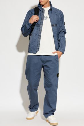 Stone Island Jacket With Logo Patch, Mens, Blue