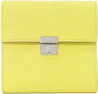 Herm&egrave;s Lime Chevre Leather Wallet (Tri-Fold) (Pre-Owned)
