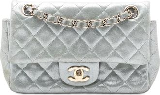 Chanel 2011 Mini Rectangular Classic Iridescent Lambskin Single Flap crossbody bag - women - Lambskin - One Size - Silver