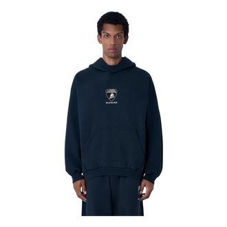 Balenciaga Hoodies, male, Black, Size: S Logo Motif Cotton Hooded Sweatshirt