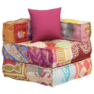 vidaXL Puf Modular Con Coj&iacute;n De Tela Patchwork Vidaxl