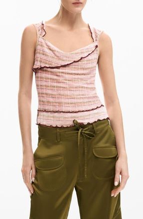 Desigual Lettuce Edge Sleeveless Top in Pink Multi at Nordstrom, Size X-Large