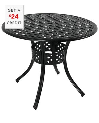Sunnydaze Black Heavy-Duty Cast Aluminum Outdoor Round Patio Dining Table With $24 Credit
