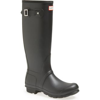 Hunter Original Tall Rain Boot in Black Matte/Black at Nordstrom, Size 10