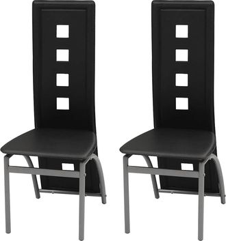 vidaXL Sillas De Comedor 2 Unidades Cuero Sint&eacute;tico Negro Vidaxl