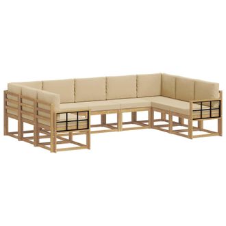 vidaXL Conjunto De Sof&aacute;s De Exterior Con Coj&iacute;n 9 Pcs Y Beige Vidaxl
