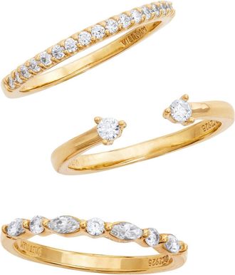 Savvy Cie Jewels ROSE GOLD PLATED WHITE CZ SET OF 3 RINGS