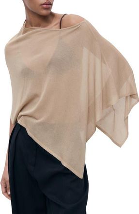 Mango Asymmetric Knit Cape in Medium Brown at Nordstrom, Size X-Small
