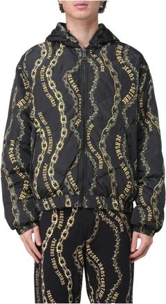 Versace Jeans Couture Jassen, Heren, Zwart, S, Chain Print Puffer Jacket