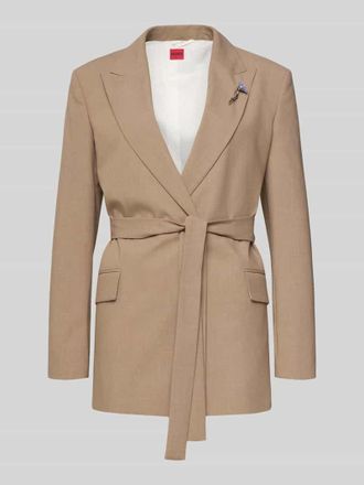 HUGO BOSS Regular Fit Longblazer mit Viskose-Anteil Modell ABIVALE in Beige Melange, Gr&ouml;&szlig;e 32