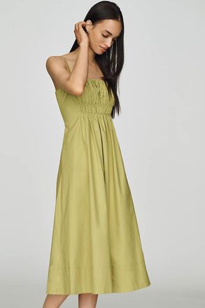 Maeve 100% Cotton Ruched Midi Dress