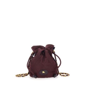 Burberry Bordeaux Handbag With Chain Shoulder Strap And Ekd Patch On The Front In Fabric Woman