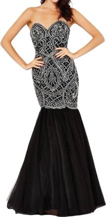 Angela & Alison Long Prom Dress In Black