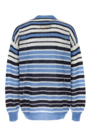 Marni Mens Embroidered Mohair Blend Cardigan Bluelilac Exterior: Nylon Wool Maglieria