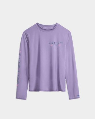 Salt Life Salty Marlin Badge Performance Long Sleeve Tee in Pale Lavender Heather at Nordstrom, Size Medium