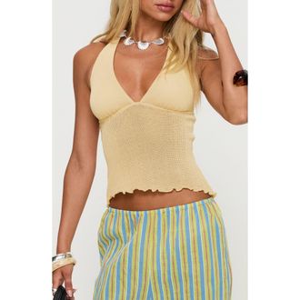 Princess Polly Leam Butter Halter Top at Nordstrom, Size 12