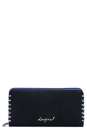 Desigual Faux Leather Zip Around Wallet in Black at Nordstrom