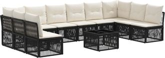 vidaXL Conjunto De Sof&aacute;s De Jard&iacute;n 11 Uds. Negro Rat&aacute;n Sint&eacute;tico Vidaxl