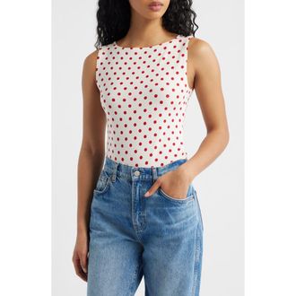 Reformation Dusk Stretch Knit Top in Ketchup Dot at Nordstrom, Size X-Large