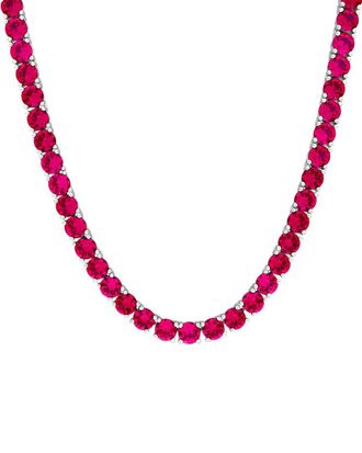 Rina Limor Silver 30.00 ct. tw. Lab-Grown Ruby Necklace