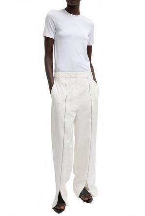 Tibi Nylon Zipper Trouser In White
