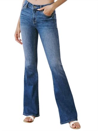 Kancan Ashley Mid Rise Flare Jeans In Medium Blue