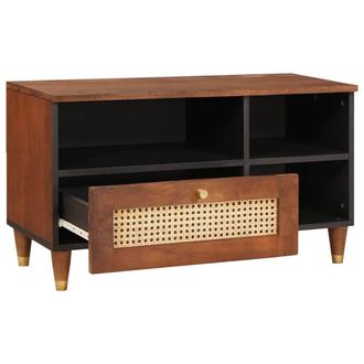 Berkfield Home Media Storage Cabinets & Racks Brown Cane & solid mango wood