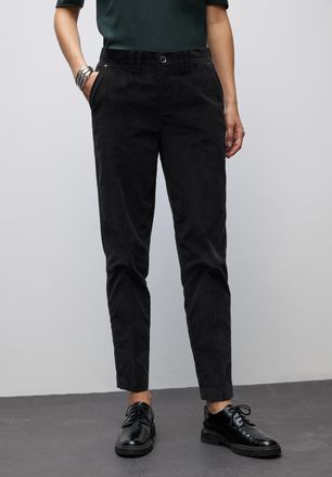Street One Chinohose STREET ONE Velvet, Damen, Gr. 34, L&auml;nge 30, schwarz, Web, Obermaterial: 98% Baumwolle, 2% Elasthan. Futter: 100% Polyester, unifarben, regul