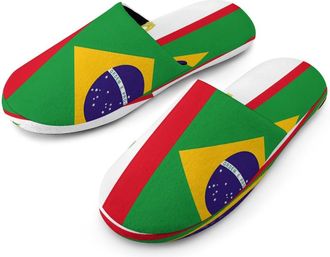 Generic Spain And Peru1 State Flag Mens Cozy Memory Foam Slippers Warm Cotton House Shoes Comfy Slipper for Indoor Outdoor