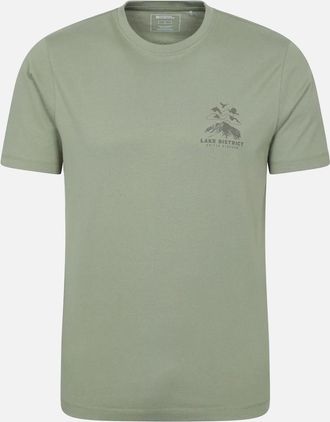 Mountain Warehouse Mens Mountain Warehouse Mens Lake District Back Print Short-Sleeved T-Shirt - Green - Size: 44