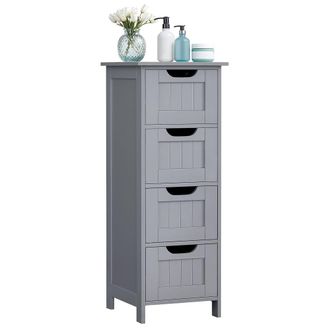 Vasagle Armario de ba&ntilde;o de pie con 4 cajones de color gris