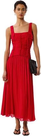 Whistles Square Neck Wide Strap Maxi Dress in Red at Nordstrom, Size 10