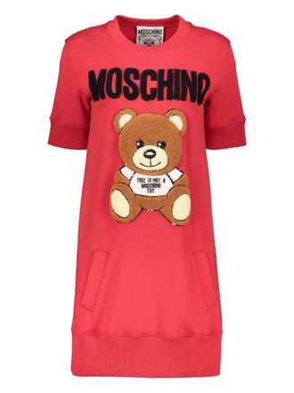 Moschino Jurk met teddybeerapplicatie - Rood