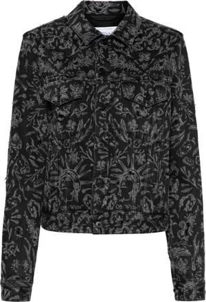 Off-white Tattoo distressed denim jacket - women - Cotton - 40 - Black