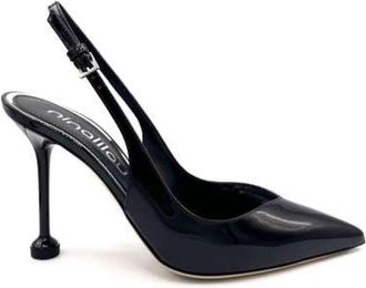 Ninalilou Zwarte Lakleren Slingback Hakken - Dames - Pumps - Zwart - 36 EU - Leer - Schoenen