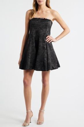 CeCe by Cynthia Steffe Jewel Textured Strapless Minidress in Rich Black at Nordstrom Rack, Size 16