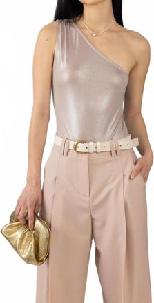 L'agence Sheridan Metallic One Shoulder Bodysuit In Macchiato