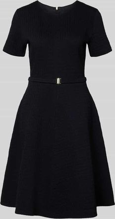 Marc Cain Knielangens Kleid aus Baumwoll-Mix mit Strukturmuster in Black, Gr&ouml;&szlig;e 34