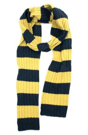 Portolano Striped Ribbed Scarf in Navy/mustard at Nordstrom Rack
