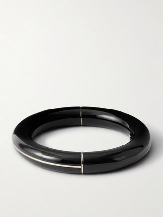 Tom Ford Bangle In Metallo Argentato E Plexiglas - Nero