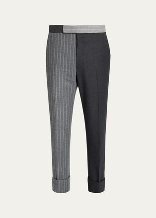 Thom Browne Mens Fit 1 Classic Backstrap Banker Stripe Flannel Trousers