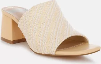 Rag & Bone Rag & Co Morgana Sandals WomensBeige Raffia Square Toe Block Heel HTAT1462