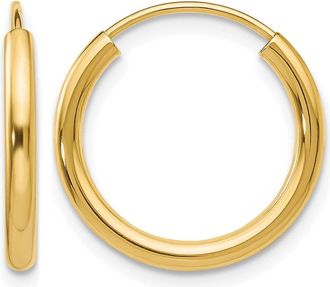 Diamond2Deal 14k Gold Polished Round Endless 2mm Hoop Earrings