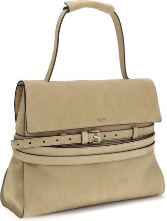 Moschino Womens Tie Me Handbag Ecru Calf Leather Bos Taurus Handbags Hand Bags